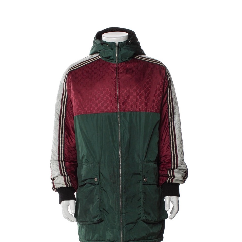 Gucci Green and Burgundy Hooded parka Coat